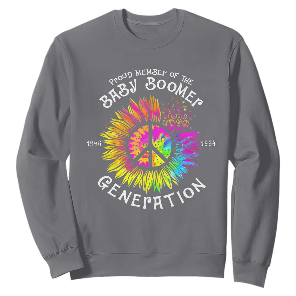 Proud Member Of The Baby Boomer Generation Sweatshirt Hippie Sunflower TS11 Charcoal Print Your Wear