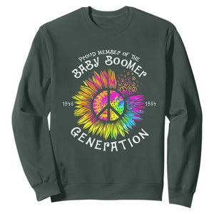 Proud Member Of The Baby Boomer Generation Sweatshirt Hippie Sunflower TS11 Dark Forest Green Print Your Wear