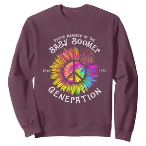 Proud Member Of The Baby Boomer Generation Sweatshirt Hippie Sunflower TS11 Maroon Print Your Wear