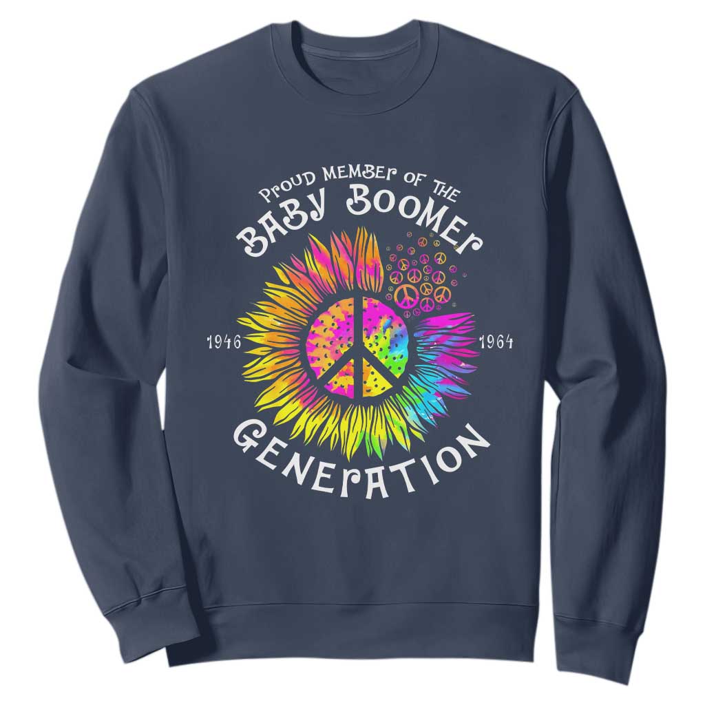 Proud Member Of The Baby Boomer Generation Sweatshirt Hippie Sunflower TS11 Navy Print Your Wear