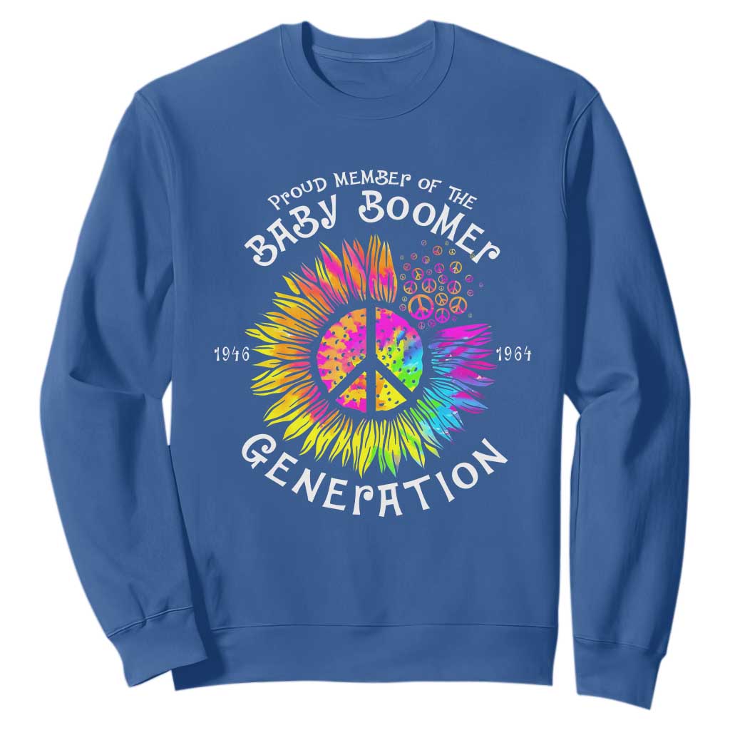 Proud Member Of The Baby Boomer Generation Sweatshirt Hippie Sunflower TS11 Royal Blue Print Your Wear