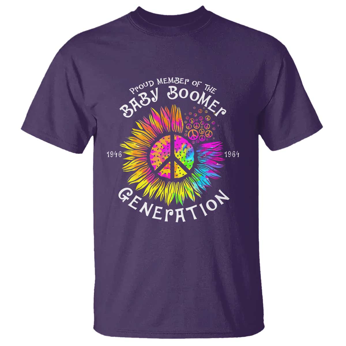 Proud Member Of The Baby Boomer Generation T Shirt Hippie Sunflower TS11 Purple Print Your Wear