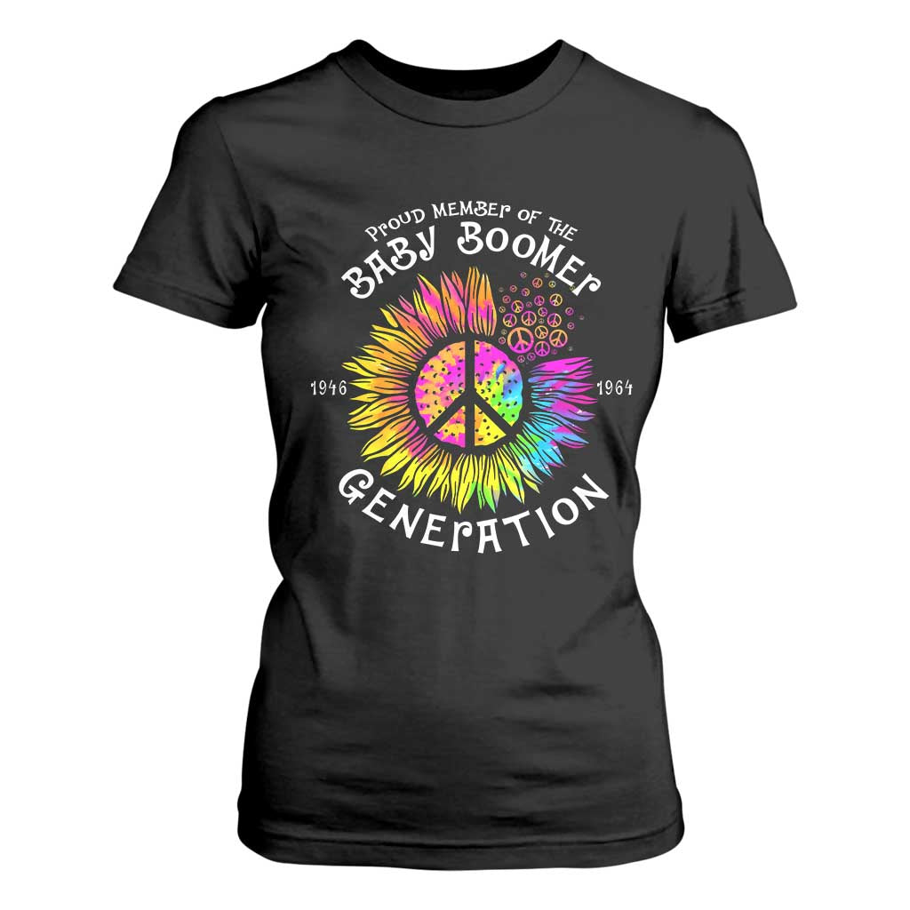 Proud Member Of The Baby Boomer Generation T Shirt For Women Hippie Sunflower TS11 Black Print Your Wear