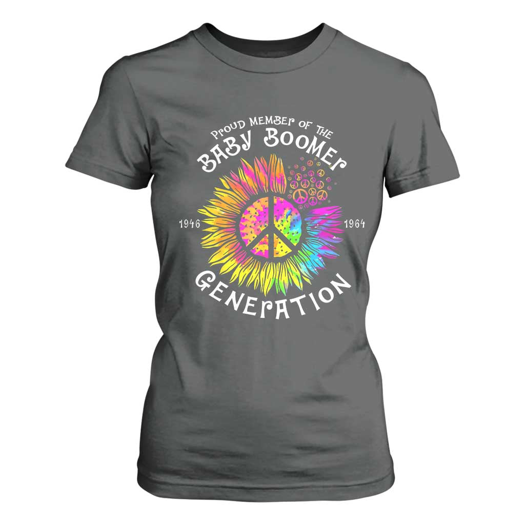 Proud Member Of The Baby Boomer Generation T Shirt For Women Hippie Sunflower TS11 Dark Heather Print Your Wear
