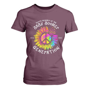Proud Member Of The Baby Boomer Generation T Shirt For Women Hippie Sunflower TS11 Maroon Print Your Wear