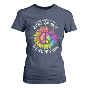 Proud Member Of The Baby Boomer Generation T Shirt For Women Hippie Sunflower TS11 Navy Print Your Wear