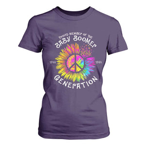 Proud Member Of The Baby Boomer Generation T Shirt For Women Hippie Sunflower TS11 Purple Print Your Wear