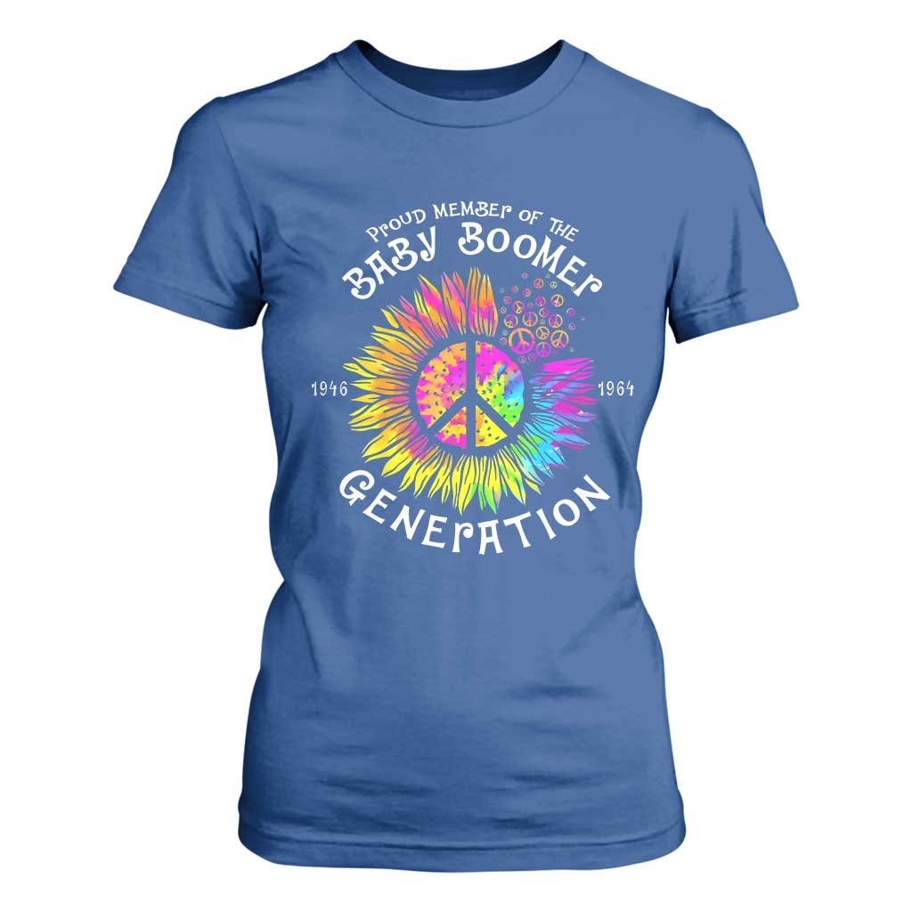 Proud Member Of The Baby Boomer Generation T Shirt For Women Hippie Sunflower TS11 Royal Blue Print Your Wear
