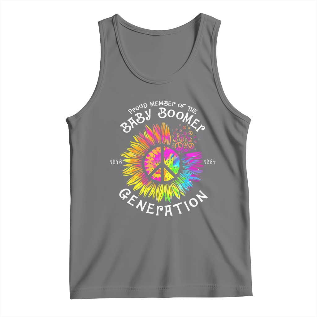 Proud Member Of The Baby Boomer Generation Tank Top Hippie Sunflower TS11 Black Heather Print Your Wear