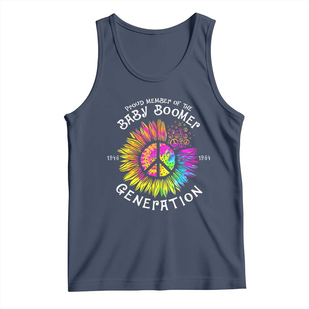 Proud Member Of The Baby Boomer Generation Tank Top Hippie Sunflower TS11 Navy Print Your Wear