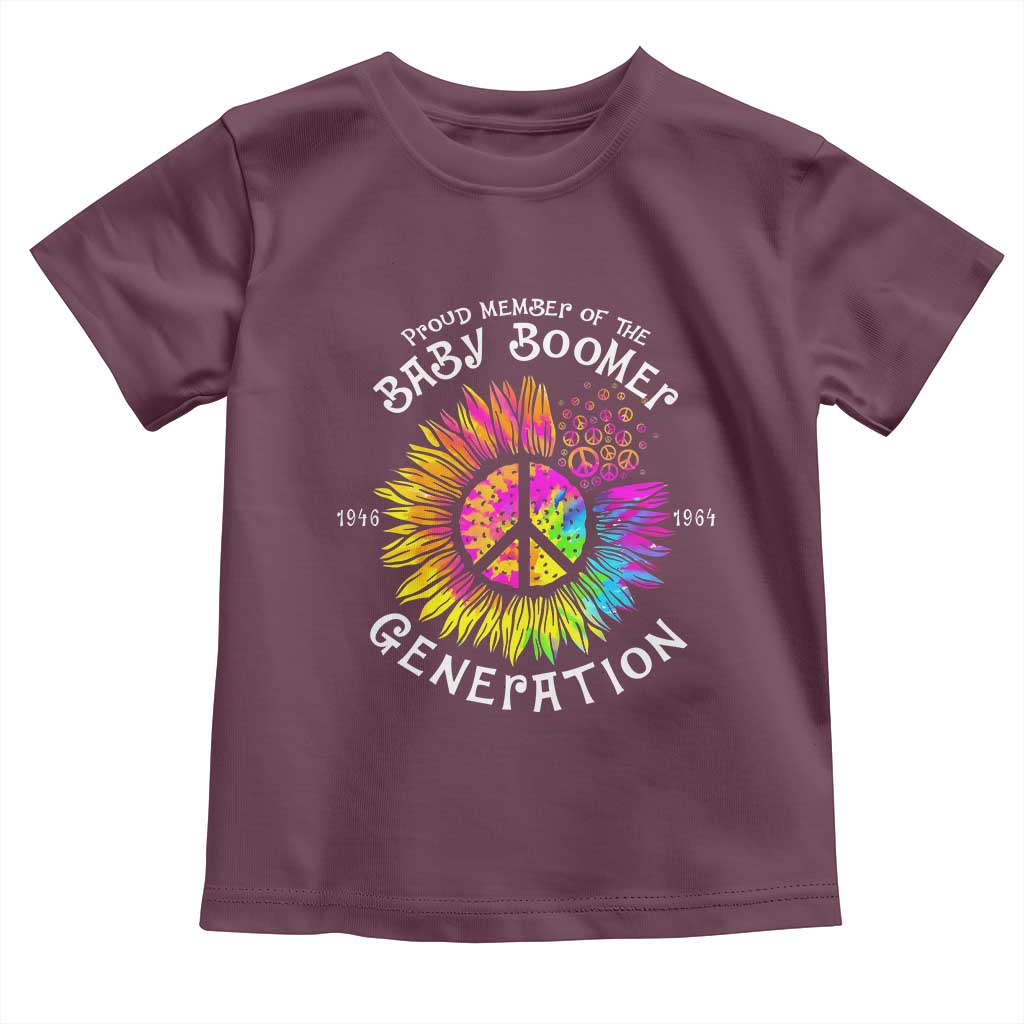 Proud Member Of The Baby Boomer Generation Toddler T Shirt Hippie Sunflower TS11 Maroon Print Your Wear