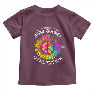 Proud Member Of The Baby Boomer Generation Toddler T Shirt Hippie Sunflower TS11 Maroon Print Your Wear