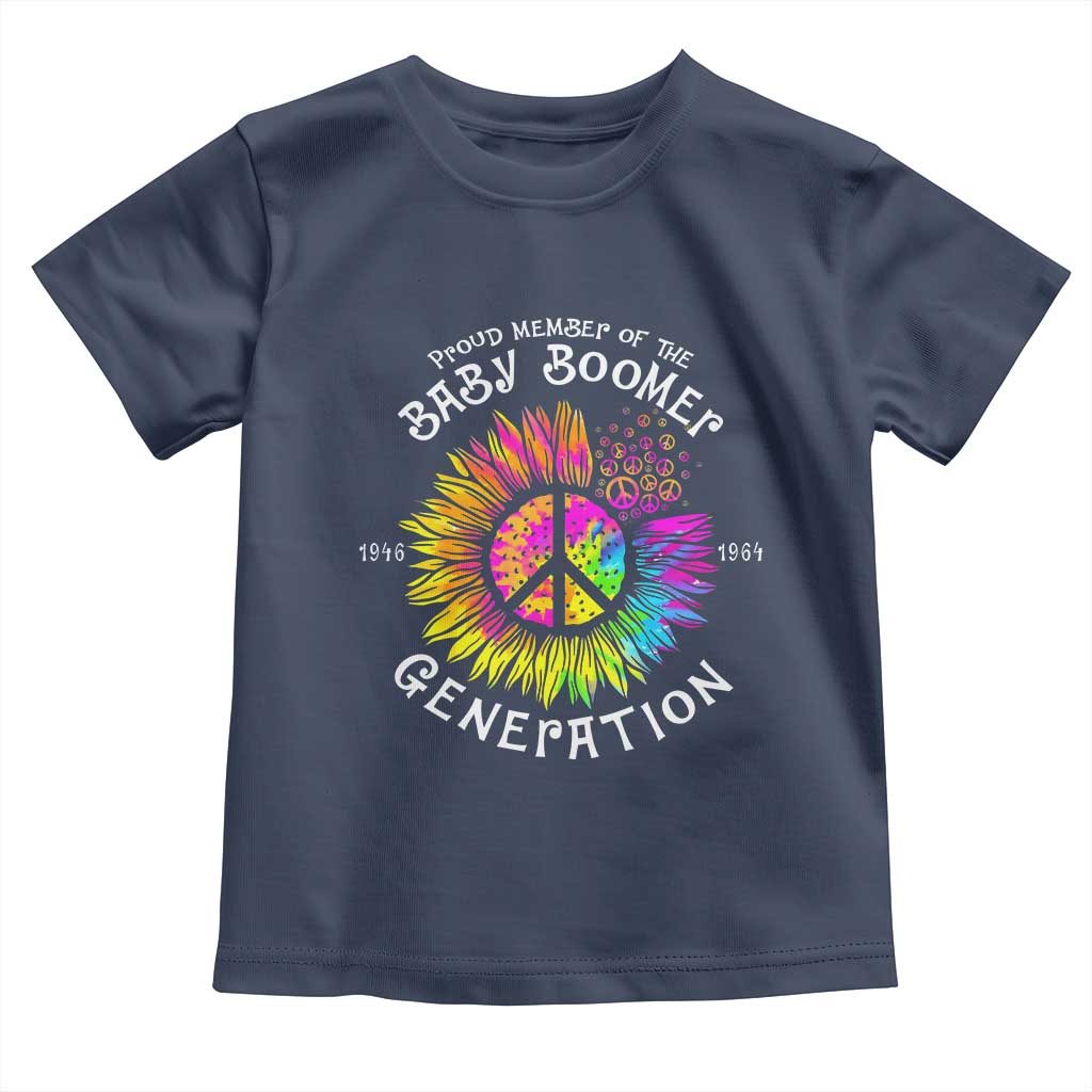 Proud Member Of The Baby Boomer Generation Toddler T Shirt Hippie Sunflower TS11 Navy Print Your Wear