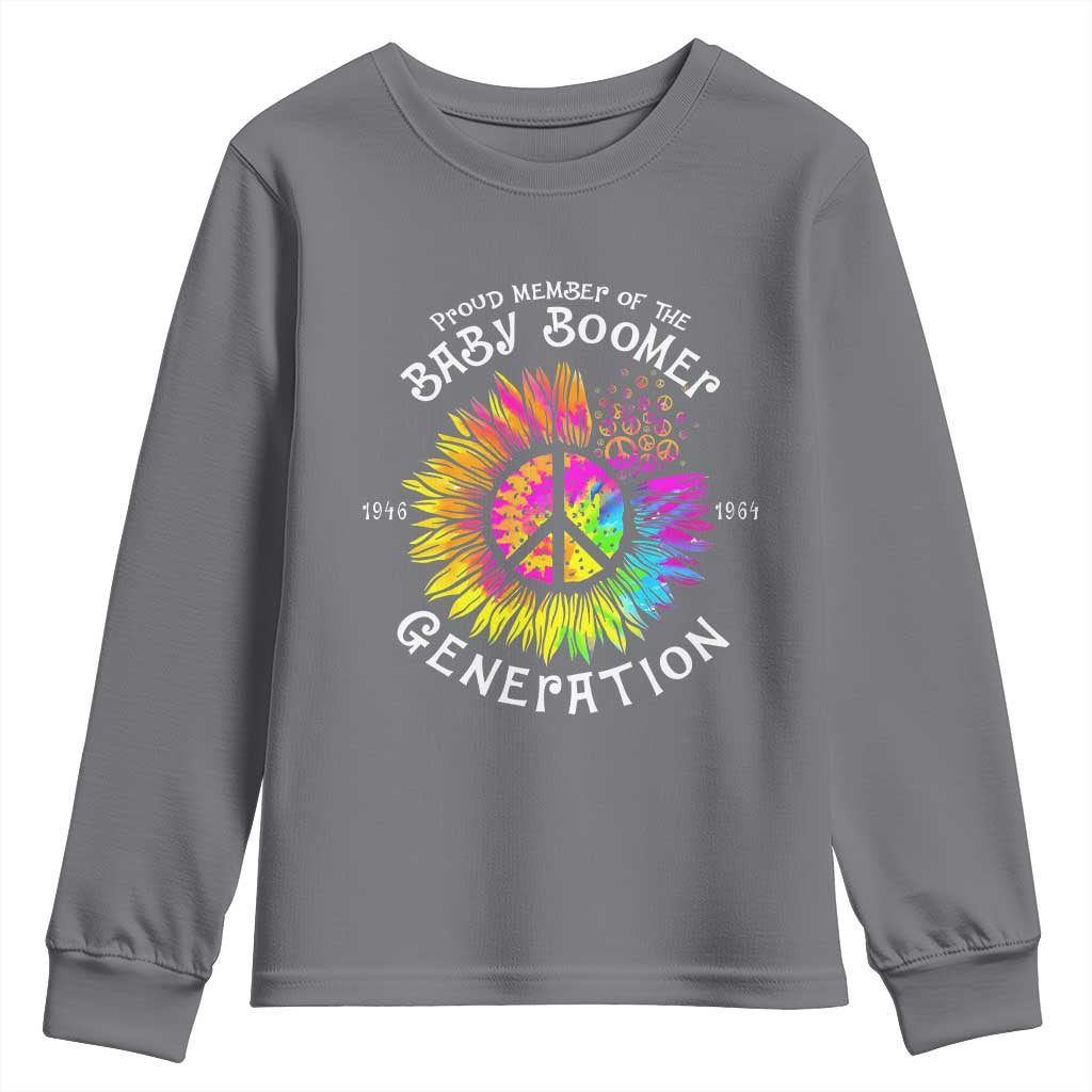 Proud Member Of The Baby Boomer Generation Youth Sweatshirt Hippie Sunflower TS11 Charcoal Print Your Wear
