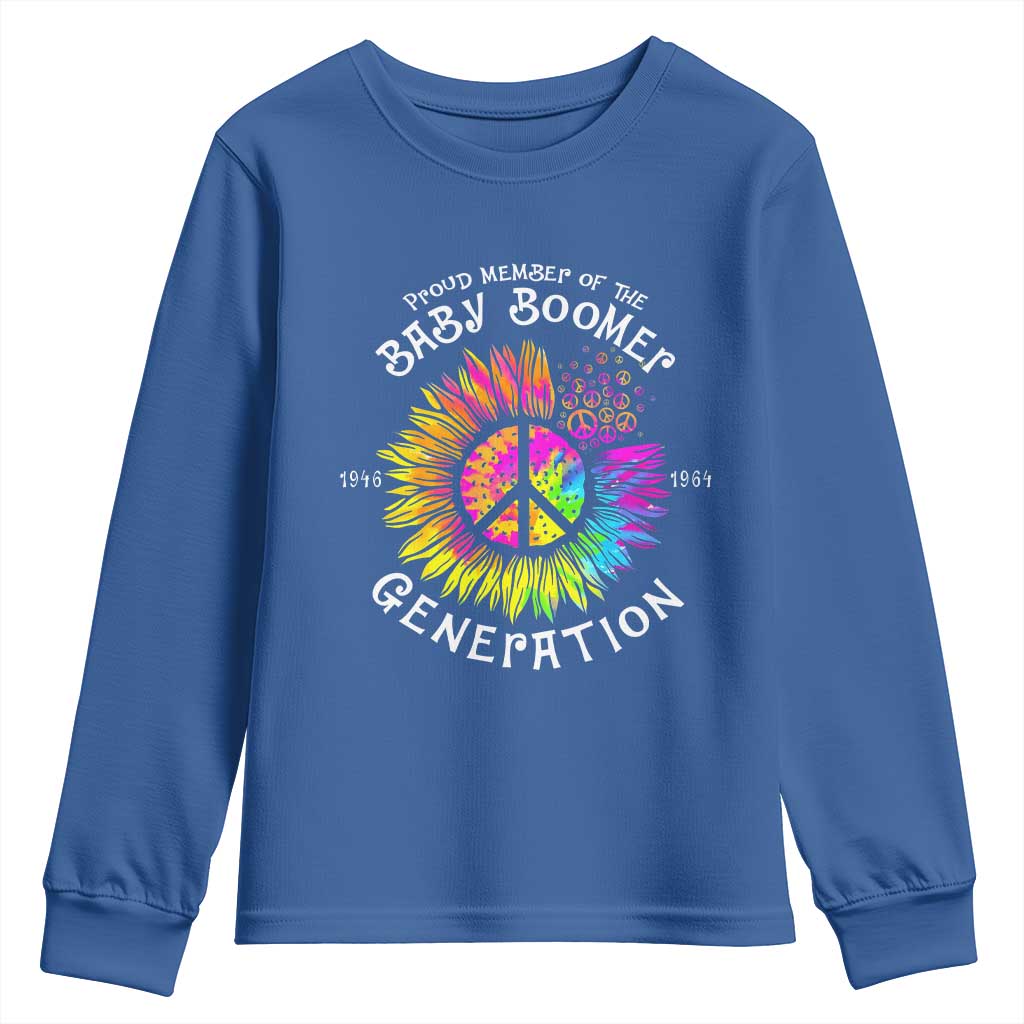 Proud Member Of The Baby Boomer Generation Youth Sweatshirt Hippie Sunflower TS11 Royal Blue Print Your Wear