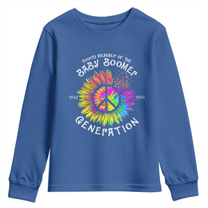 Proud Member Of The Baby Boomer Generation Youth Sweatshirt Hippie Sunflower TS11 Royal Blue Print Your Wear
