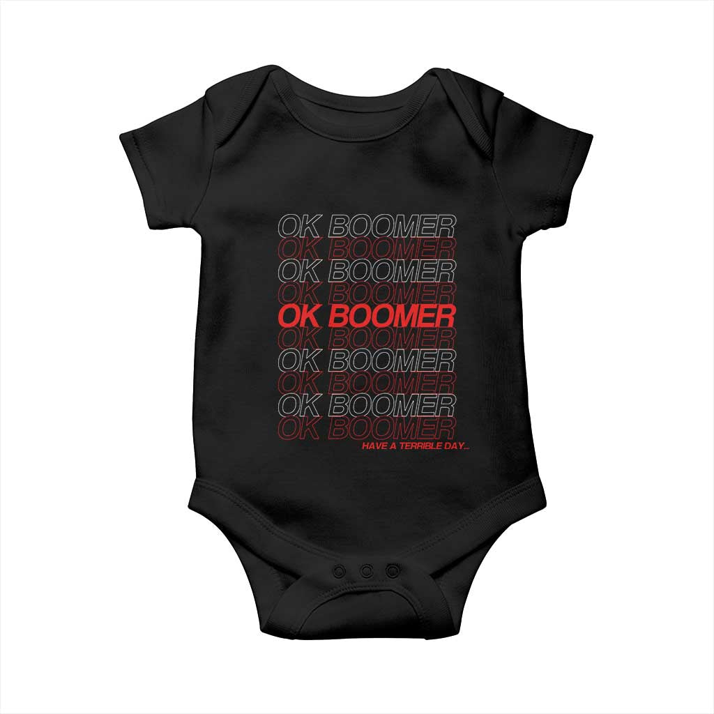 Funny OK Boomer Baby Onesie Gen Z Millennials Generation Meme Joke TS11 Black Print Your Wear