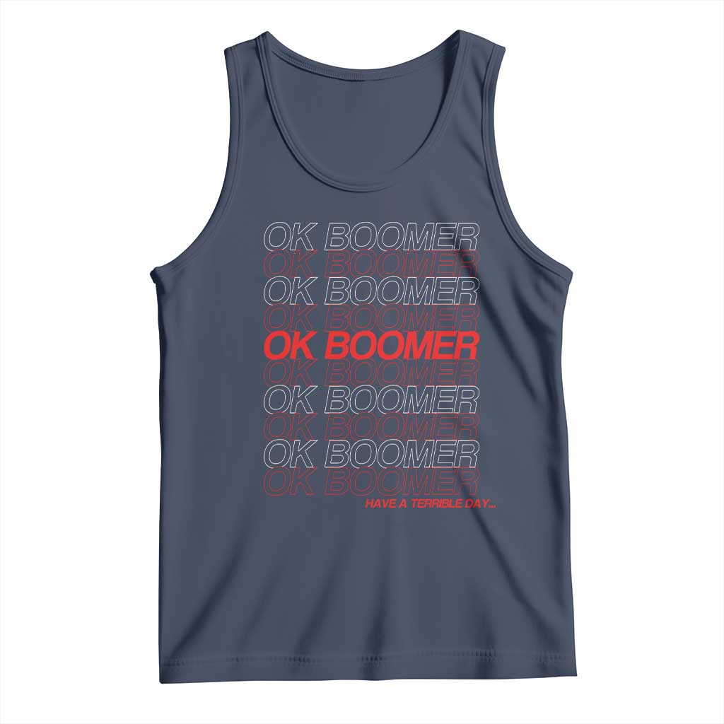 Funny OK Boomer Tank Top Gen Z Millennials Generation Meme Joke TS11 Navy Print Your Wear