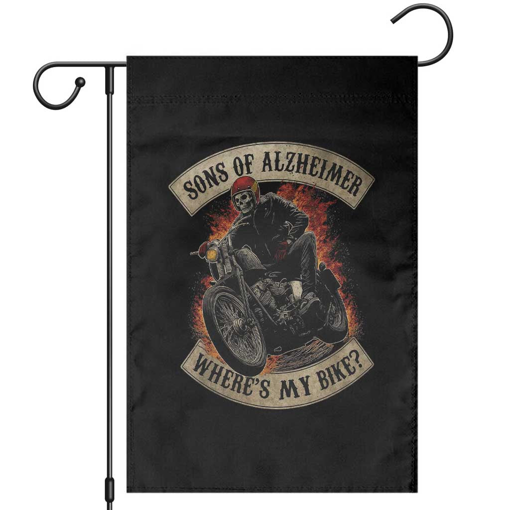 Funny Grumpy Old Biker Garden Flag Sons Of Alzheimer Where Is My Bike TS11 Black Print Your Wear