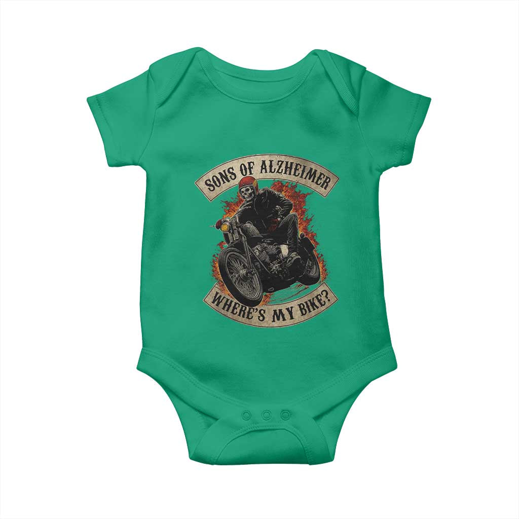 Funny Grumpy Old Biker Baby Onesie Sons Of Alzheimer Where Is My Bike TS11 Irish Green Print Your Wear