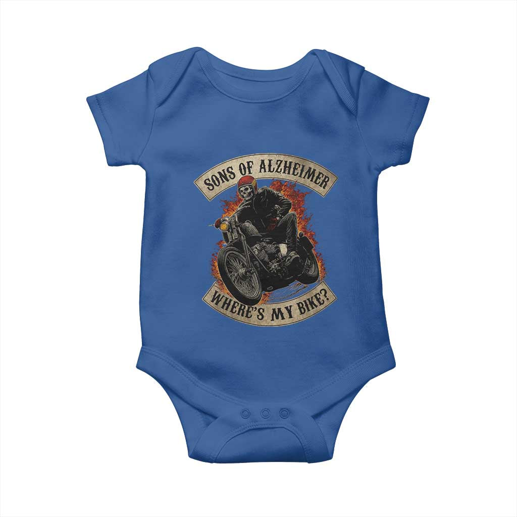 Funny Grumpy Old Biker Baby Onesie Sons Of Alzheimer Where Is My Bike TS11 Royal Blue Print Your Wear