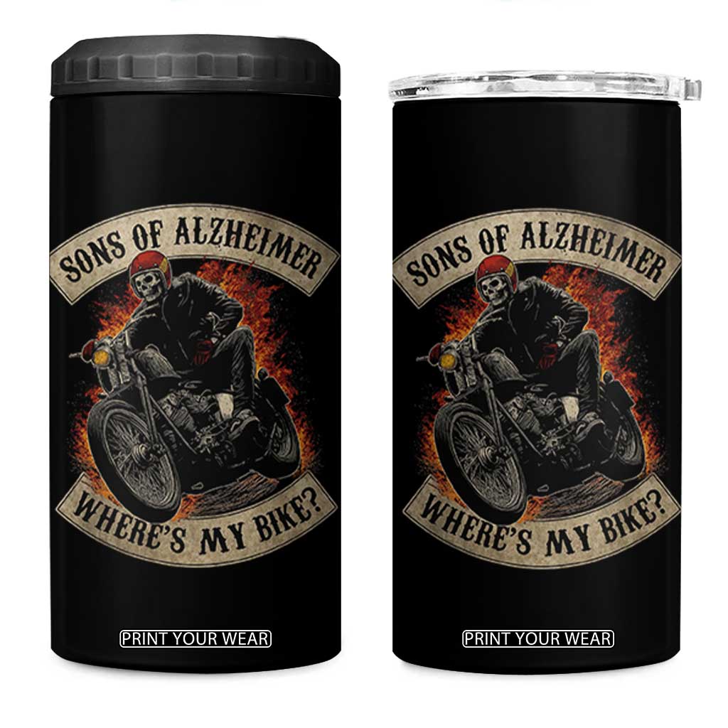 Funny Grumpy Old Biker 4 in 1 Can Cooler Tumbler Sons Of Alzheimer Where Is My Bike TS11 One Size: 16 oz Black Print Your Wear