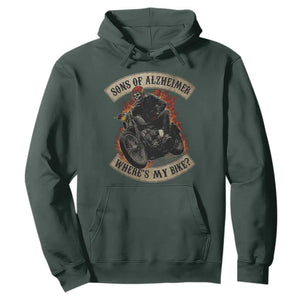 Funny Grumpy Old Biker Hoodie Sons Of Alzheimer Where Is My Bike TS11 Dark Forest Green Print Your Wear