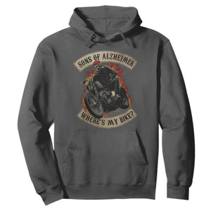 Funny Grumpy Old Biker Hoodie Sons Of Alzheimer Where Is My Bike TS11 Dark Heather Print Your Wear