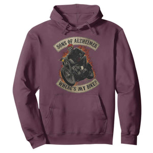 Funny Grumpy Old Biker Hoodie Sons Of Alzheimer Where Is My Bike TS11 Maroon Print Your Wear