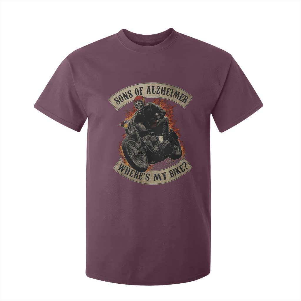Funny Grumpy Old Biker T Shirt For Kid Sons Of Alzheimer Where Is My Bike TS11 Maroon Print Your Wear