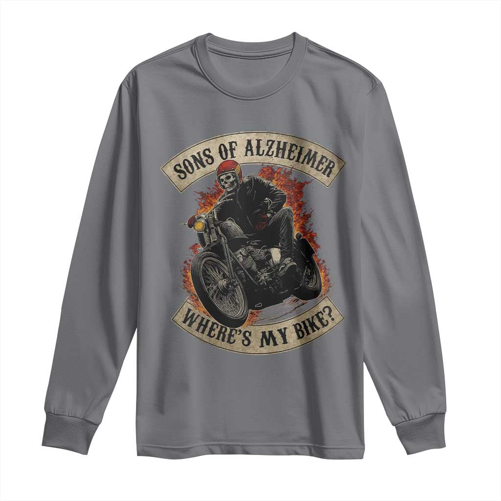 Funny Grumpy Old Biker Long Sleeve Shirt Sons Of Alzheimer Where Is My Bike TS11 Charcoal Print Your Wear