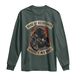 Funny Grumpy Old Biker Long Sleeve Shirt Sons Of Alzheimer Where Is My Bike TS11 Dark Forest Green Print Your Wear