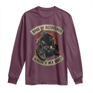 Funny Grumpy Old Biker Long Sleeve Shirt Sons Of Alzheimer Where Is My Bike TS11 Maroon Print Your Wear