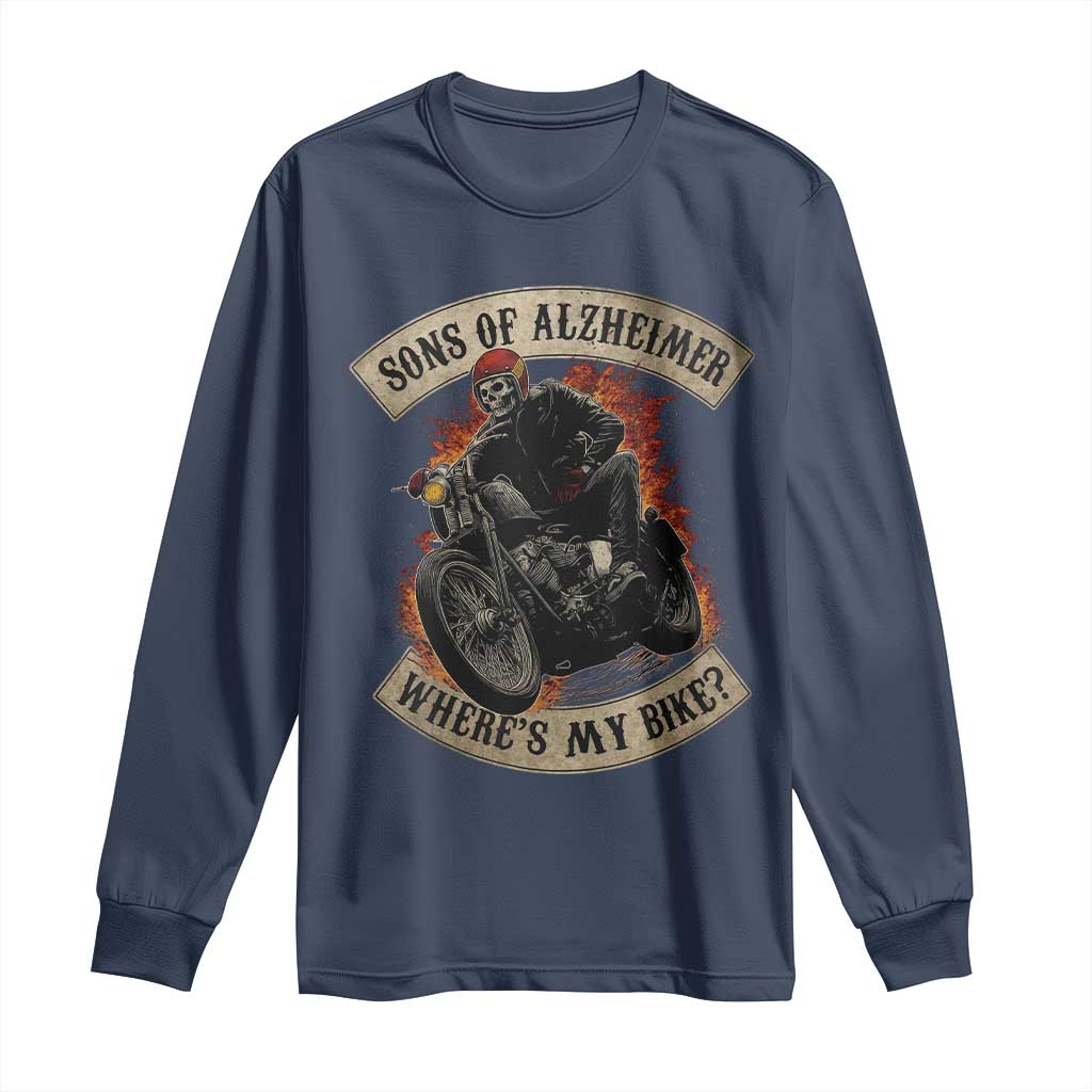 Funny Grumpy Old Biker Long Sleeve Shirt Sons Of Alzheimer Where Is My Bike TS11 Navy Print Your Wear
