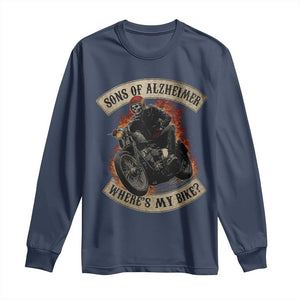 Funny Grumpy Old Biker Long Sleeve Shirt Sons Of Alzheimer Where Is My Bike TS11 Navy Print Your Wear