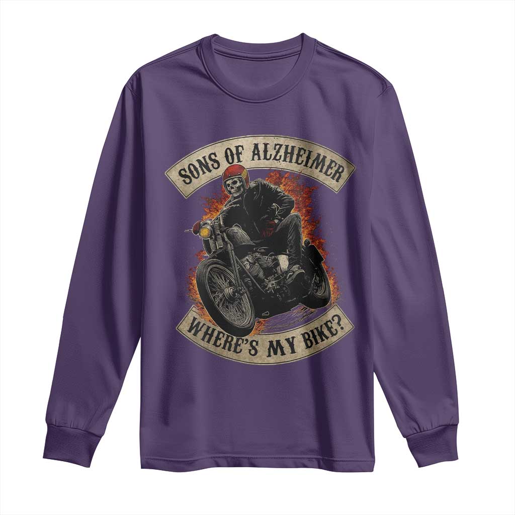 Funny Grumpy Old Biker Long Sleeve Shirt Sons Of Alzheimer Where Is My Bike TS11 Purple Print Your Wear