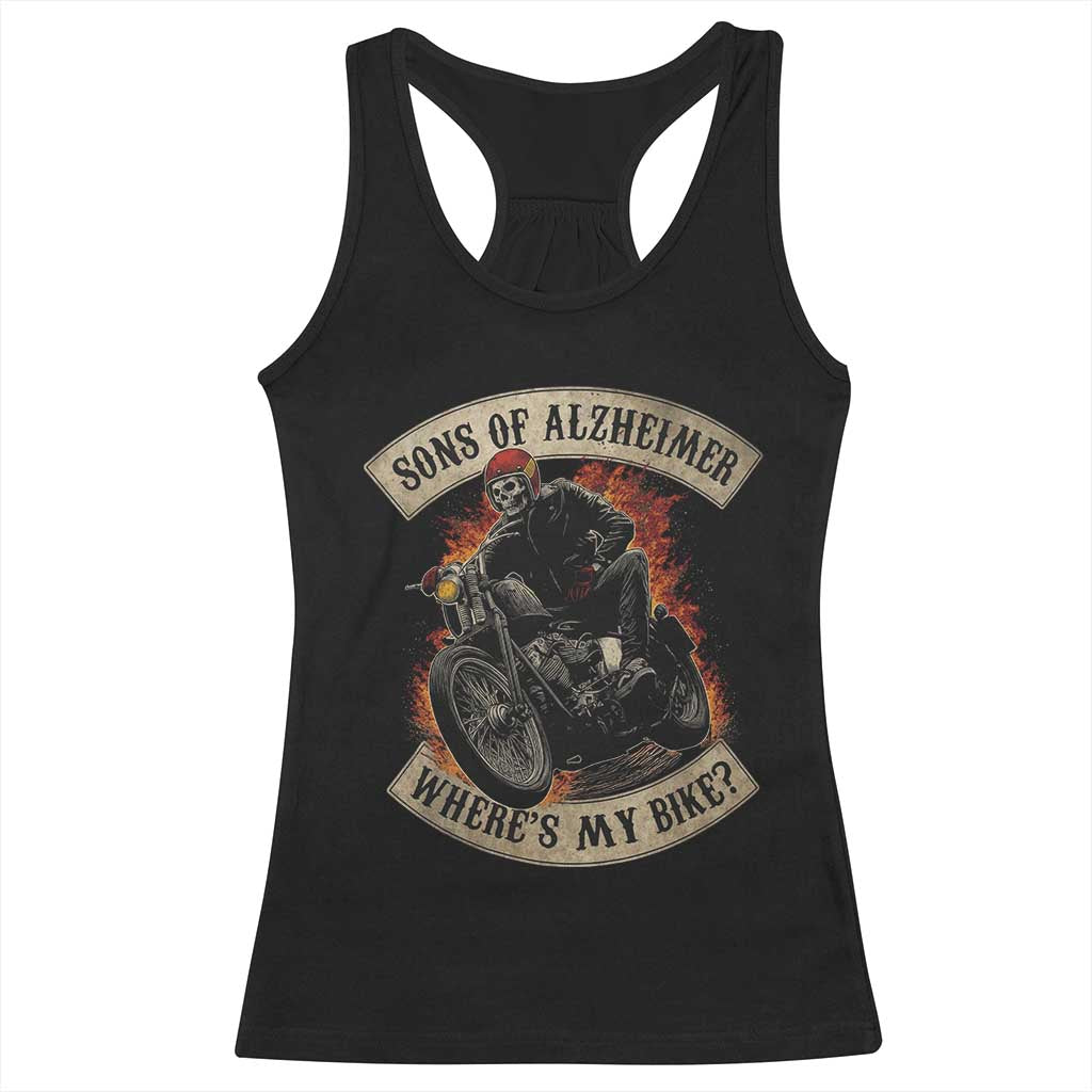 Funny Grumpy Old Biker Racerback Tank Top Sons Of Alzheimer Where Is My Bike TS11 Black Print Your Wear