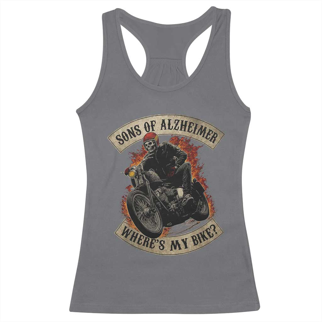 Funny Grumpy Old Biker Racerback Tank Top Sons Of Alzheimer Where Is My Bike TS11 Charcoal Print Your Wear