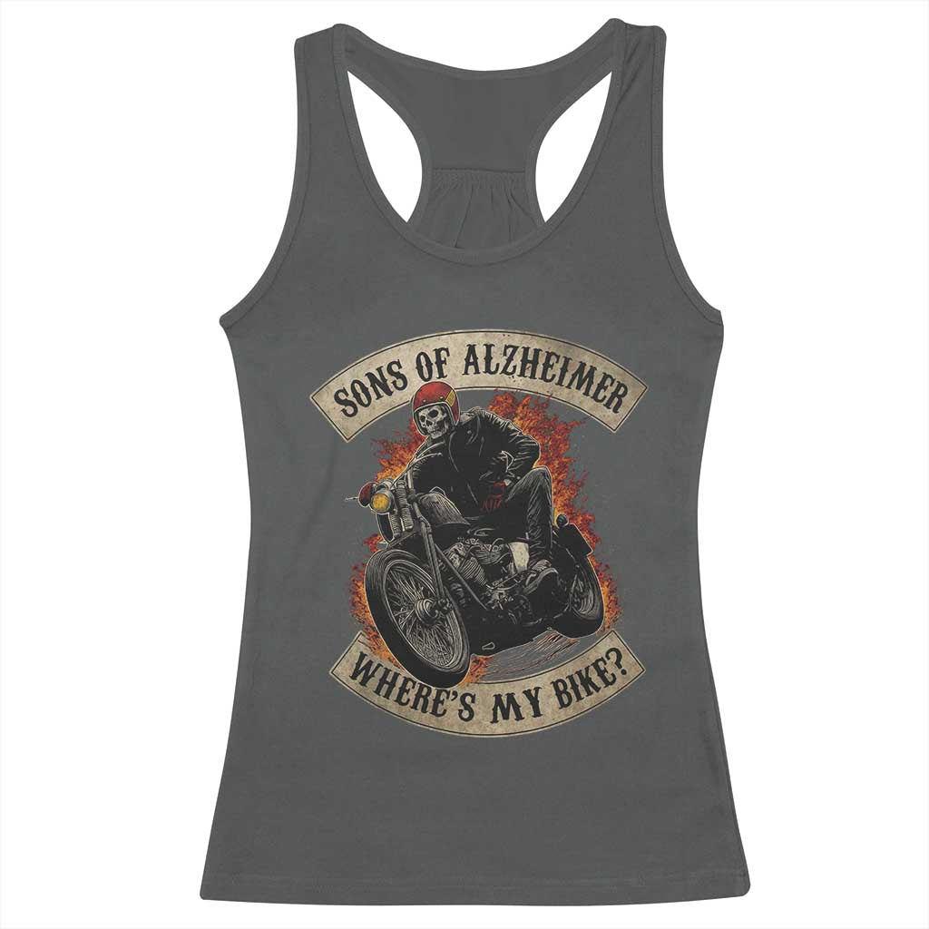 Funny Grumpy Old Biker Racerback Tank Top Sons Of Alzheimer Where Is My Bike TS11 Dark Heather Print Your Wear