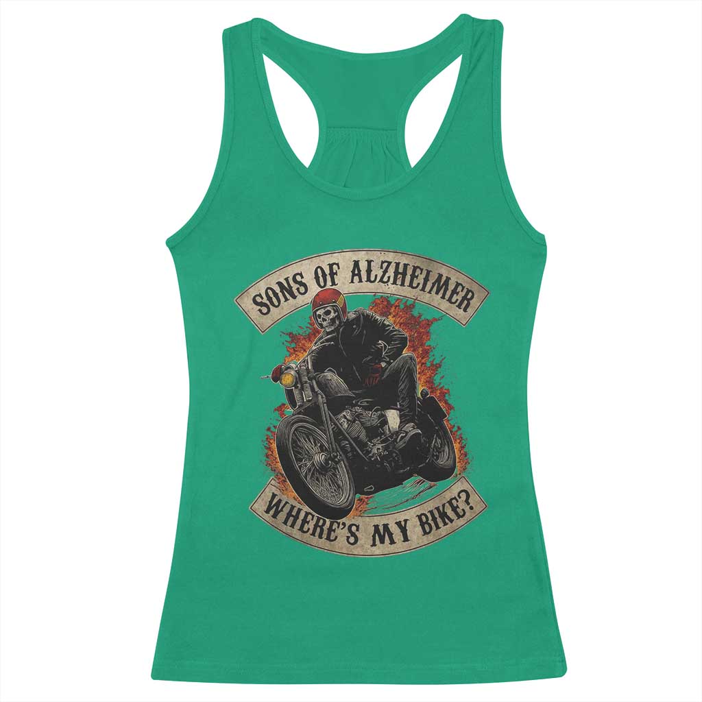 Funny Grumpy Old Biker Racerback Tank Top Sons Of Alzheimer Where Is My Bike TS11 Irish Green Print Your Wear