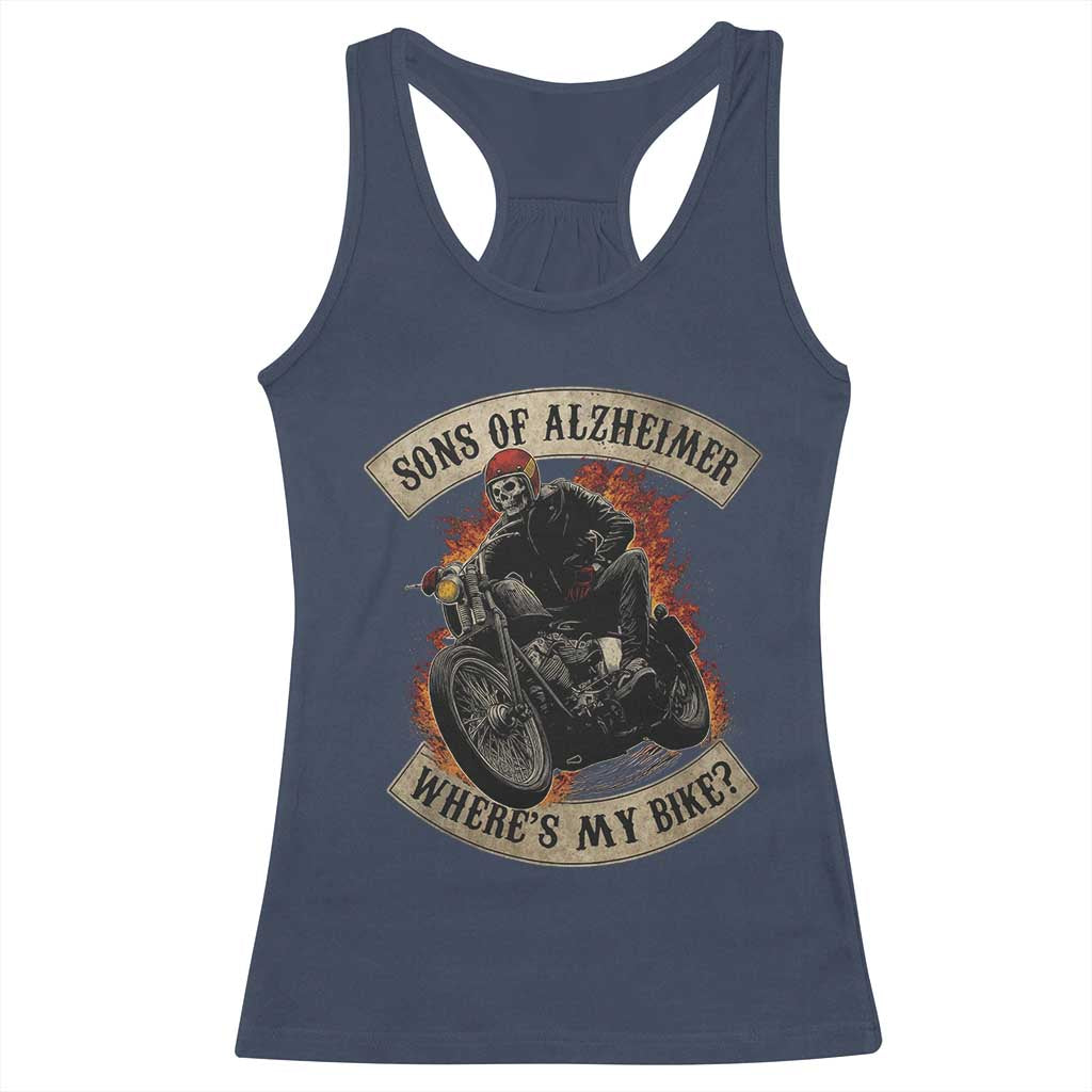 Funny Grumpy Old Biker Racerback Tank Top Sons Of Alzheimer Where Is My Bike TS11 Navy Print Your Wear