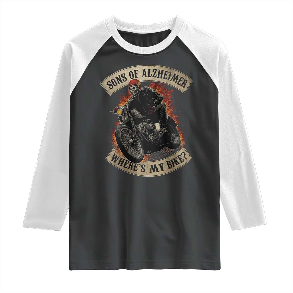 Funny Grumpy Old Biker Raglan Shirt Sons Of Alzheimer Where Is My Bike TS11 Black White Print Your Wear