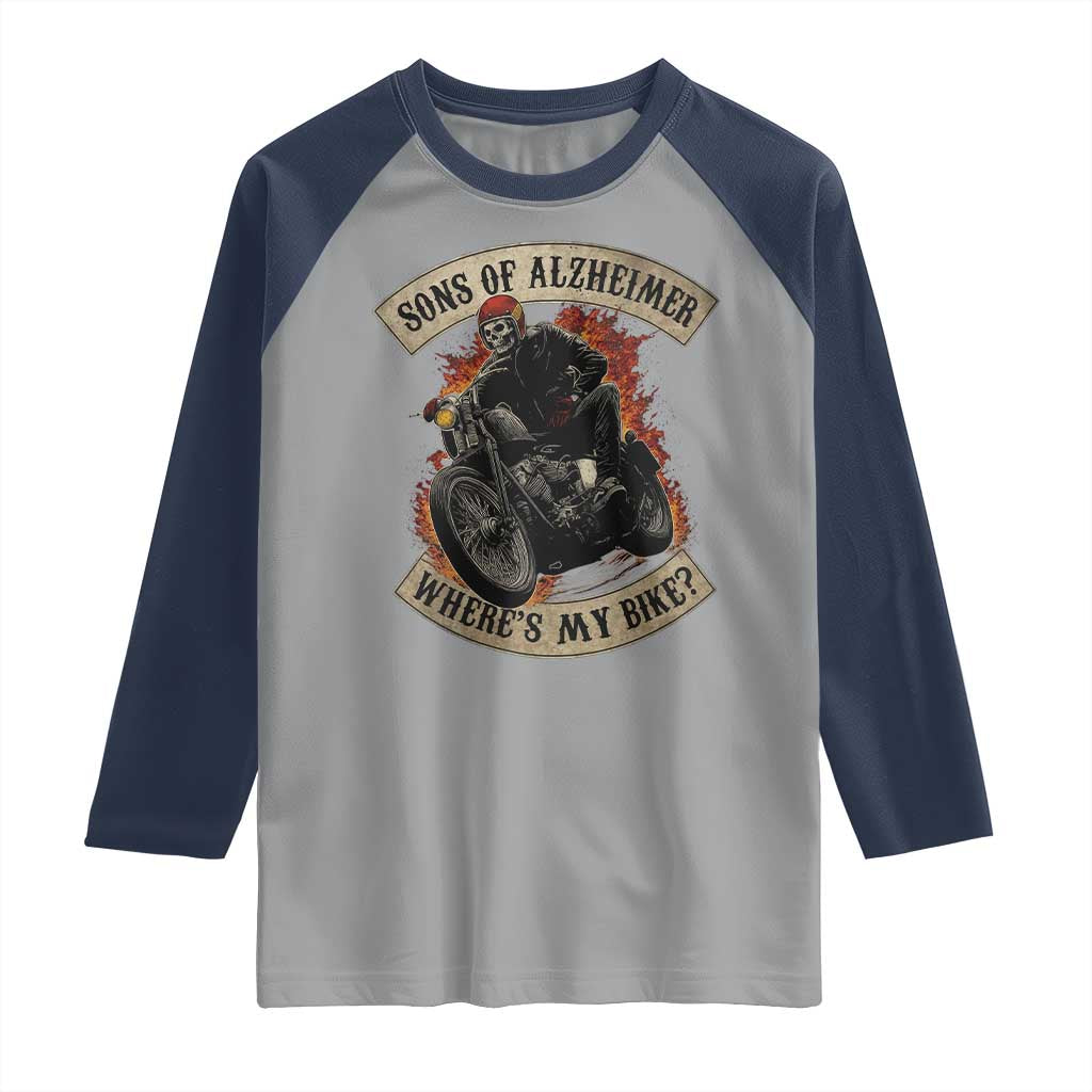 Funny Grumpy Old Biker Raglan Shirt Sons Of Alzheimer Where Is My Bike TS11 Sport Gray Navy Print Your Wear