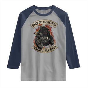 Funny Grumpy Old Biker Raglan Shirt Sons Of Alzheimer Where Is My Bike TS11 Sport Gray Navy Print Your Wear