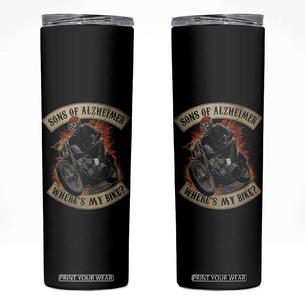 Funny Grumpy Old Biker Skinny Tumbler Sons Of Alzheimer Where Is My Bike TS11 Black Print Your Wear