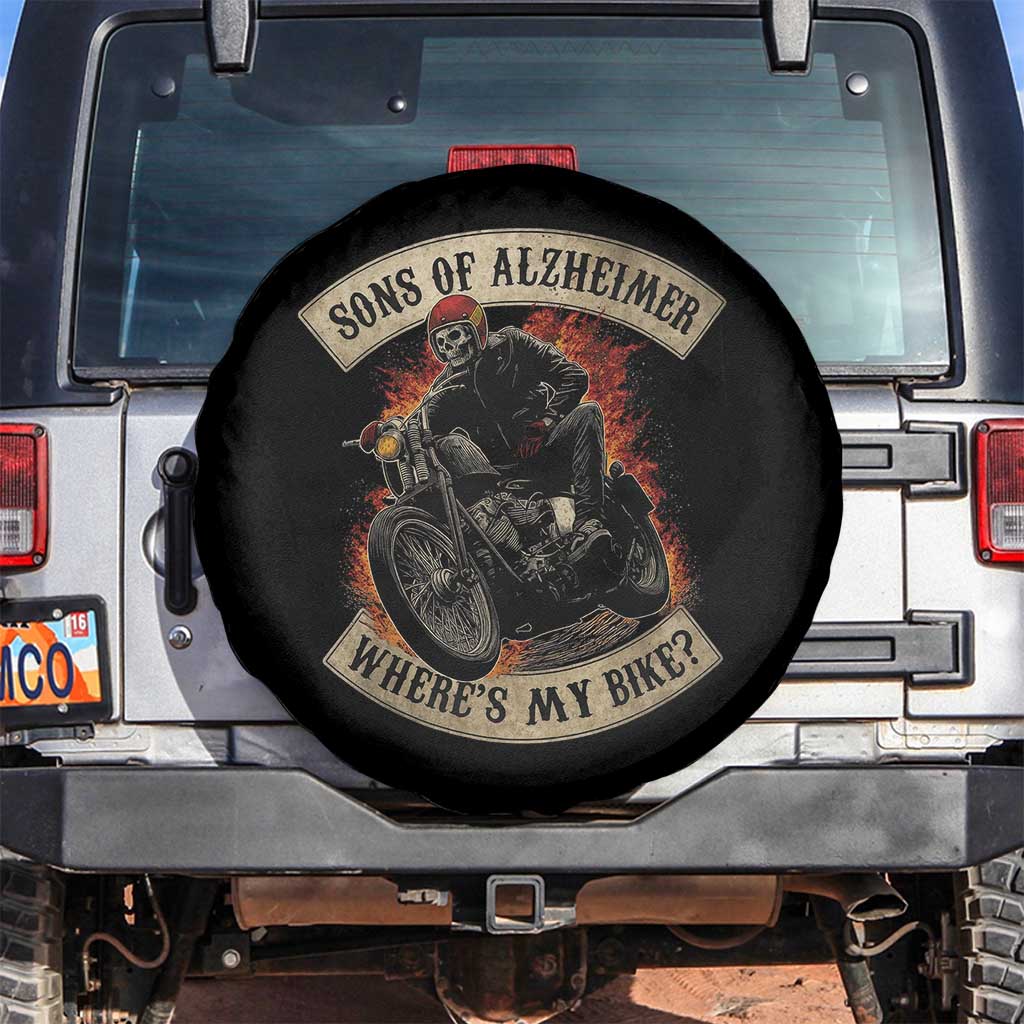 Funny Grumpy Old Biker Spare Tire Cover Sons Of Alzheimer Where Is My Bike TS11 No hole Black Print Your Wear