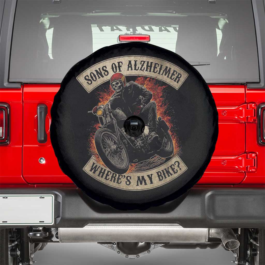 Funny Grumpy Old Biker Spare Tire Cover Sons Of Alzheimer Where Is My Bike TS11 Black Print Your Wear