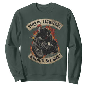 Funny Grumpy Old Biker Sweatshirt Sons Of Alzheimer Where Is My Bike TS11 Dark Forest Green Print Your Wear
