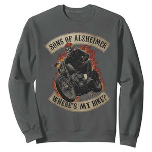 Funny Grumpy Old Biker Sweatshirt Sons Of Alzheimer Where Is My Bike TS11 Dark Heather Print Your Wear