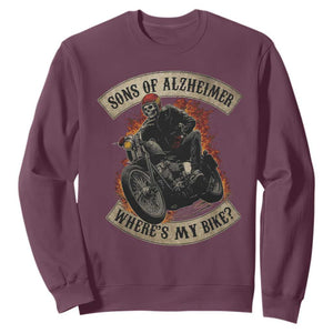 Funny Grumpy Old Biker Sweatshirt Sons Of Alzheimer Where Is My Bike TS11 Maroon Print Your Wear